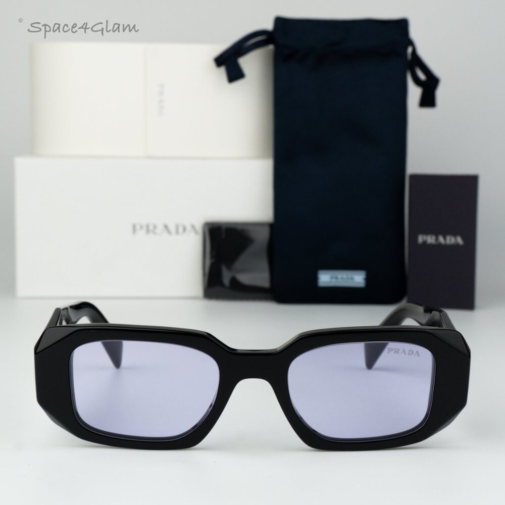 BRAND NEW Prada PR17WS 16K40J Black Violet Rectangle Unisex Sunglasses